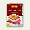 Packaging of Shan Chicken Masala, showing the product name and an image of delicious prepared chicken salan or gravy