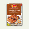 Packaging of Shan Tikka Seekh Kabab, showing the product name and an image of prepared seekh kabab and tikkas on skewers.