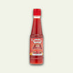 A bottle of Ahmed Chilli Sauce with a red label and red cap, standing upright against a white background.