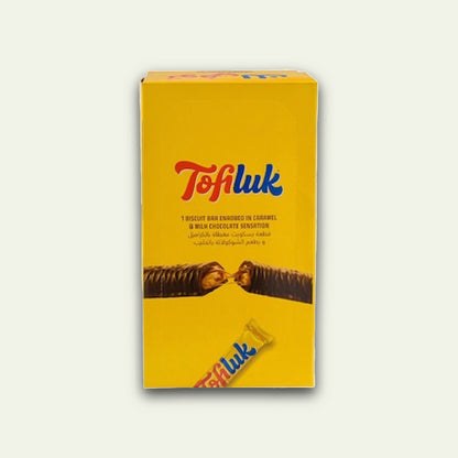 Gandour Tofiluk Biscuit Bar Enrobed in Caramel and Milk Chocolate Sensation, 10g Pack of 48