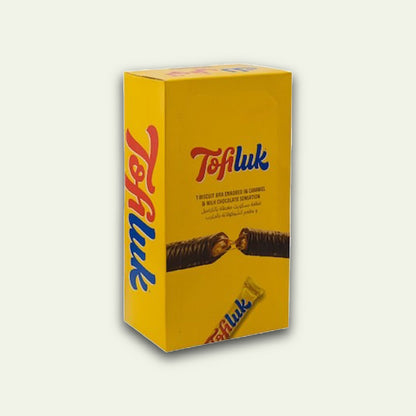 Gandour Tofiluk Biscuit Bar Enrobed in Caramel and Milk Chocolate Sensation, 10g Pack of 48