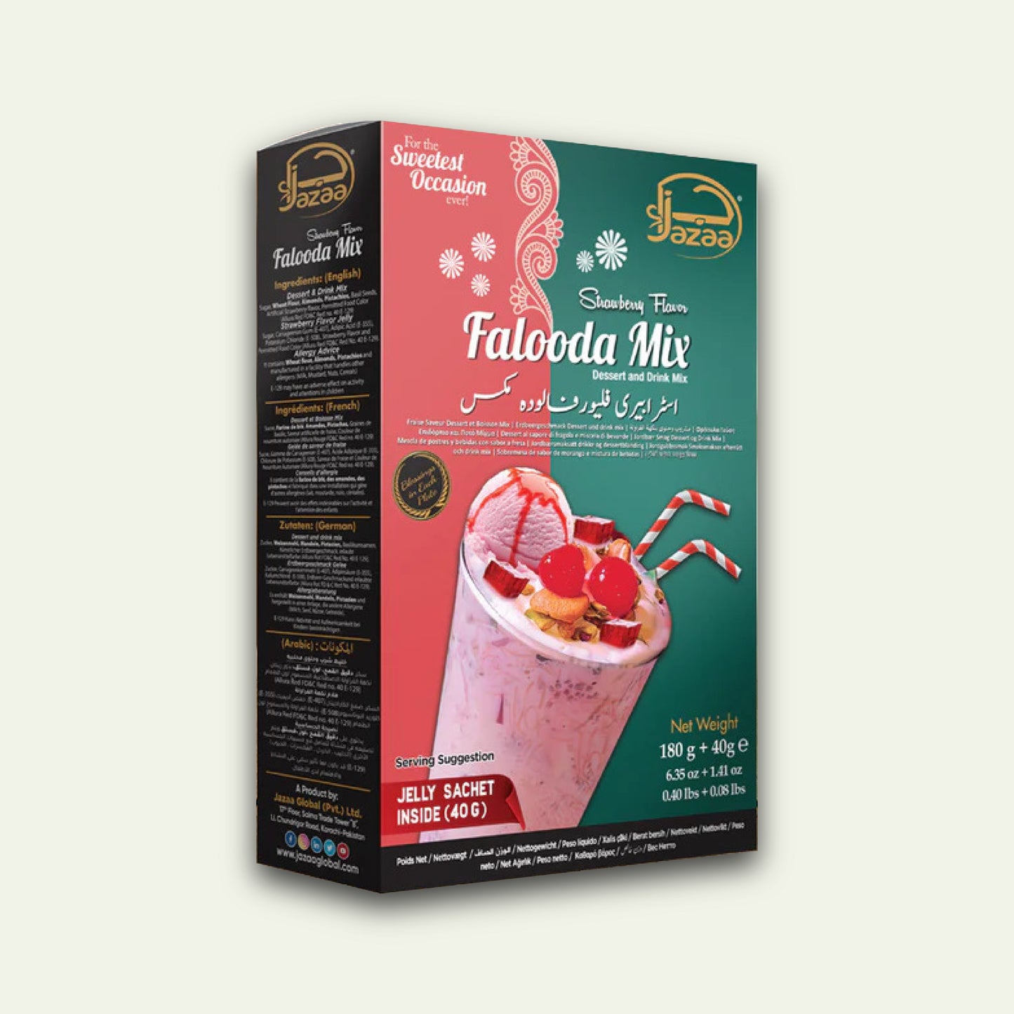 Jazaa Strawberry Flavour Falooda Mix 180g+ 40g