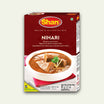 Packaging of Shan Nihari Masala Mix, showing the product name and an image of prepared beef nihari gravy.