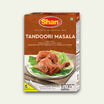 Packaging of Shan Tandoori Masala seasoning mix, with an image of Tandoori chicken on the front.